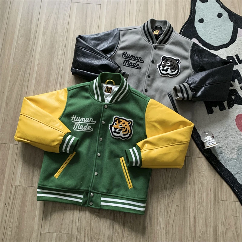 Tiger HUMAN MADE Baseball Jackets Men Women Leather Sleeve Embroidery Jacket Coat
Tiger HUMAN MADE Baseball Jackets Men Women Leather Sleeve Embroidery Jacket Coat