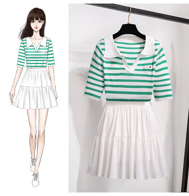 DALMAZZO New Summer Women's Skirt Suits Fashion V Neck Striped Silk Knitted Short Tops + Elastic Waist Mini Skirts 2 Piece Sets
DALMAZZO New Summer Women's Skirt Suits Fashion V Neck Striped Silk Knitted Short Tops + Elastic Waist Mini Skirts 2 Piece Sets
