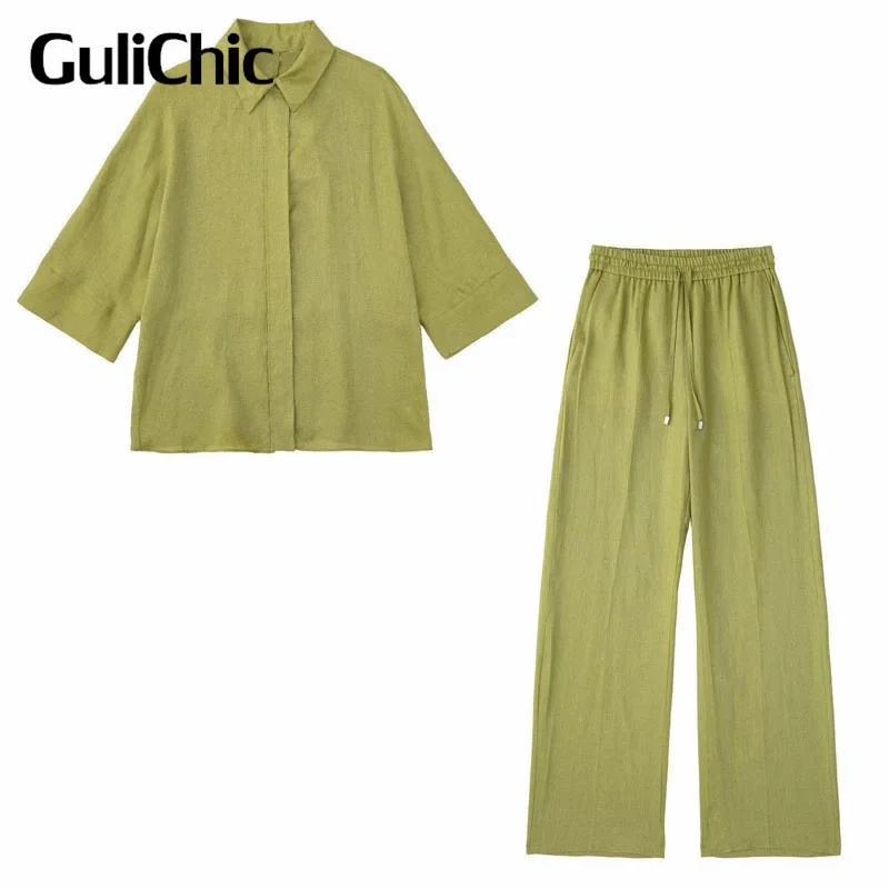 8,26 GuliChic Женская винтажная мода Свободная Повседневная рубашка с отложным воротником или широкие брюки с эластичным поясом однотонный комп...
8,26 GuliChic Женская винтажная мода Свободная Повседневная рубашка с отложным воротником или широкие брюки с эластичным поясом однотонный комп...