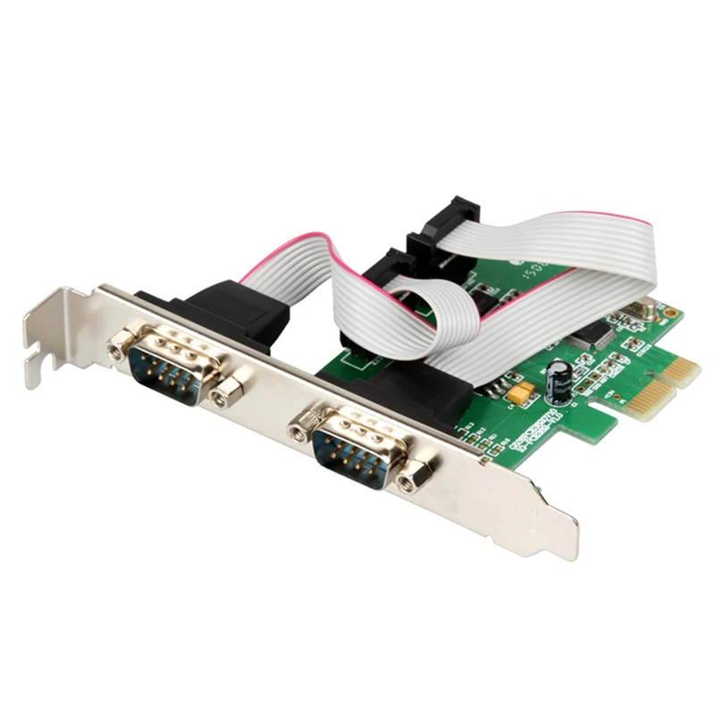 

PCI Express 2 Ports Serial Card RS232 Com Db9 Controller Card PCI-E 1.0 X 1 WCH382 Chip With Low Profile Bracket