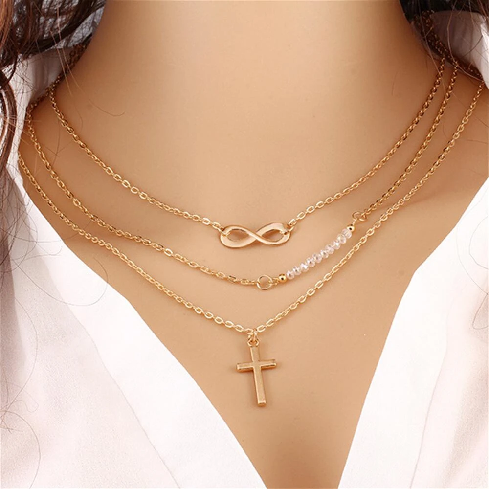 Punk Layered Cross Pearl Pendant Chain Necklace For Women Gold Plated Number 8 Charms Choker Necklace Gothic Jewelry
Punk Layered Cross Pearl Pendant Chain Necklace For Women Gold Plated Number 8 Charms Choker Necklace Gothic Jewelry