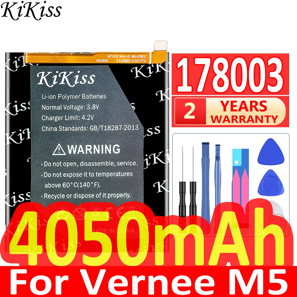 

KiKiss for Vernee M5 178003 Battery High Quality 4050mAh Li-ion Battery Replacement for VerneeM5 Smartphone + Free Tools