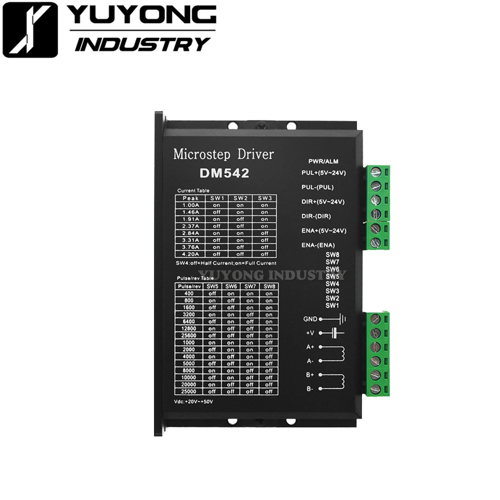 DM542 Digital Stepper Motor Driver 2 Dhase 4.2A for 42 57 86 Stepper Motor NEMA17/23/34 Controller Can Replace TB6600
DM542 Digital Stepper Motor Driver 2 Dhase 4.2A for 42 57 86 Stepper Motor NEMA17/23/34 Controller Can Replace TB6600