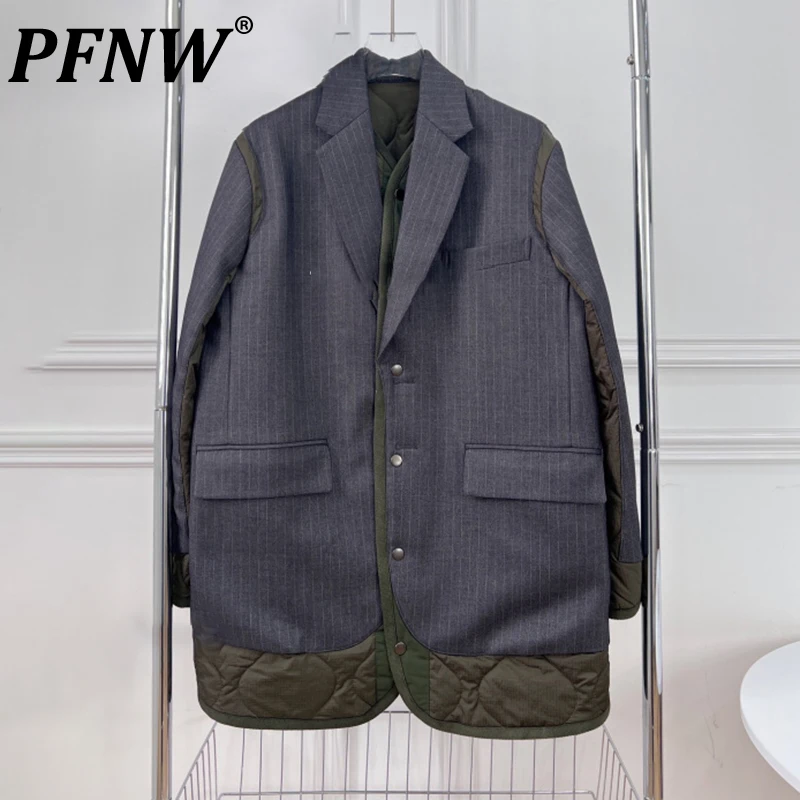 

PFNW Spring Autumn New Men's Fashion Patchwork Blazers Tide Layered Niche Design Coats Techwear Cotton Jackets Suit 12A9005