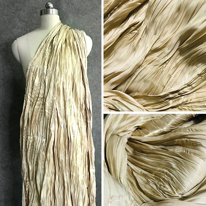 Pleated / Camel Silk Fabric Draped Reflective Texture Spring and Fall Pleated Elastic Waist Bustier Designer Fabrics
Pleated / Camel Silk Fabric Draped Reflective Texture Spring and Fall Pleated Elastic Waist Bustier Designer Fabrics