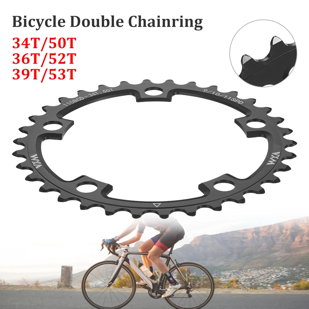 Road Bicycle Double Chainring 110BCD 34T/50T 36T/52T 39T/53T Aluminum Alloy Road Bike Chainwheel Plate Double Disc Bike Parts
Road Bicycle Double Chainring 110BCD 34T/50T 36T/52T 39T/53T Aluminum Alloy Road Bike Chainwheel Plate Double Disc Bike Parts
