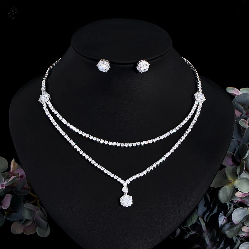 Korean Ins Style Bridal Wedding Dresses 2-pieces Jewelry Sets Necklace & Earrings Light Luxury Multi-layer Zircon Clavicle Chain
Korean Ins Style Bridal Wedding Dresses 2-pieces Jewelry Sets Necklace & Earrings Light Luxury Multi-layer Zircon Clavicle Chain