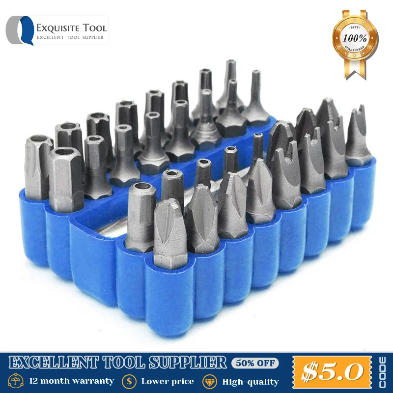 

33Pcs Sturdy Torx Screwdriver Head Bit Set Tamper Proof Torx Spanner Screwdriver Star Hex Holder Rod DIY Hand Tools