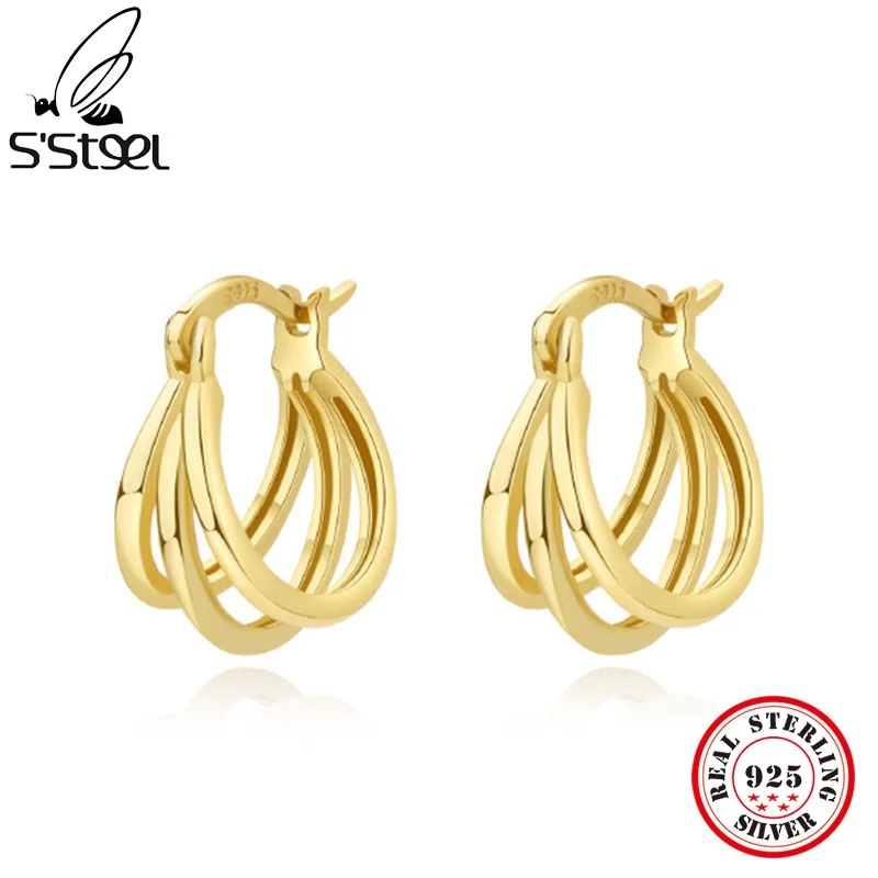 S'STEEL Multi-layer Hoop Earrings Personalized For Women Party Designer Original 925 Silver Jewelry Accessories For Korean
S'STEEL Multi-layer Hoop Earrings Personalized For Women Party Designer Original 925 Silver Jewelry Accessories For Korean