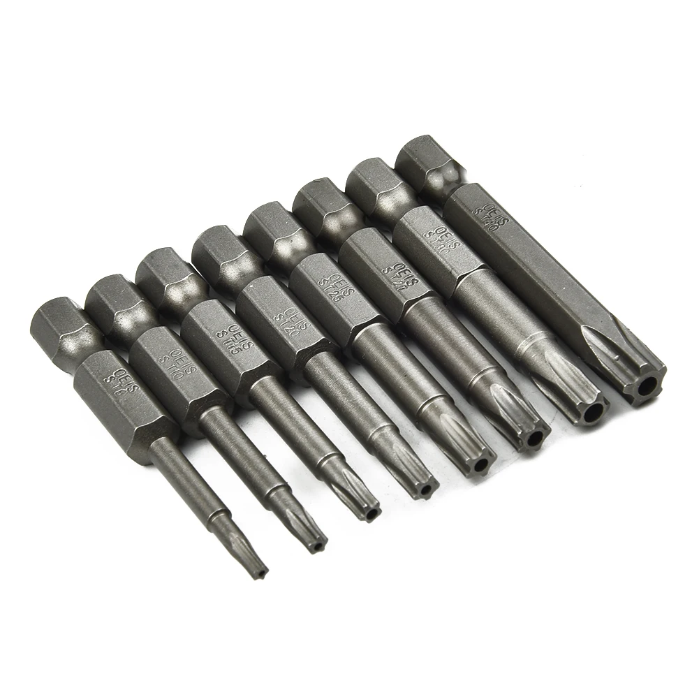 T8-T40 8Pcs 50mm Hex Shank Five-Point Magnetic Torx Screwdriver Bits For Electric Manual Screwdrivers Electric Tools Exercises
T8-T40 8Pcs 50mm Hex Shank Five-Point Magnetic Torx Screwdriver Bits For Electric Manual Screwdrivers Electric Tools Exercises