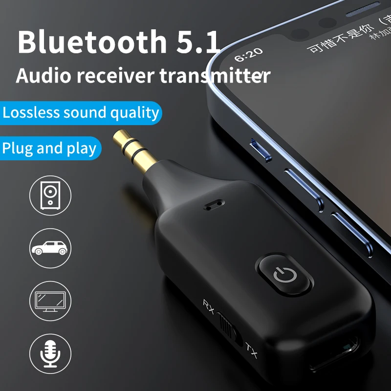 

2in1 HD Wireless Bluetooth 5.0 Receiver Transmitter Adapter 3.5mm Jack For Car Music Audio Aux A2dp Headphone Reciever Handsfree
