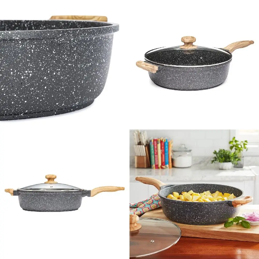 Deluxe Charcoal Speckled 6 Quart Heavy-Duty Aluminum Sauté Pan Cooker with Jumbo Lid for Maximum Cooking Versatility & Efficien
Deluxe Charcoal Speckled 6 Quart Heavy-Duty Aluminum Sauté Pan Cooker with Jumbo Lid for Maximum Cooking Versatility & Efficien