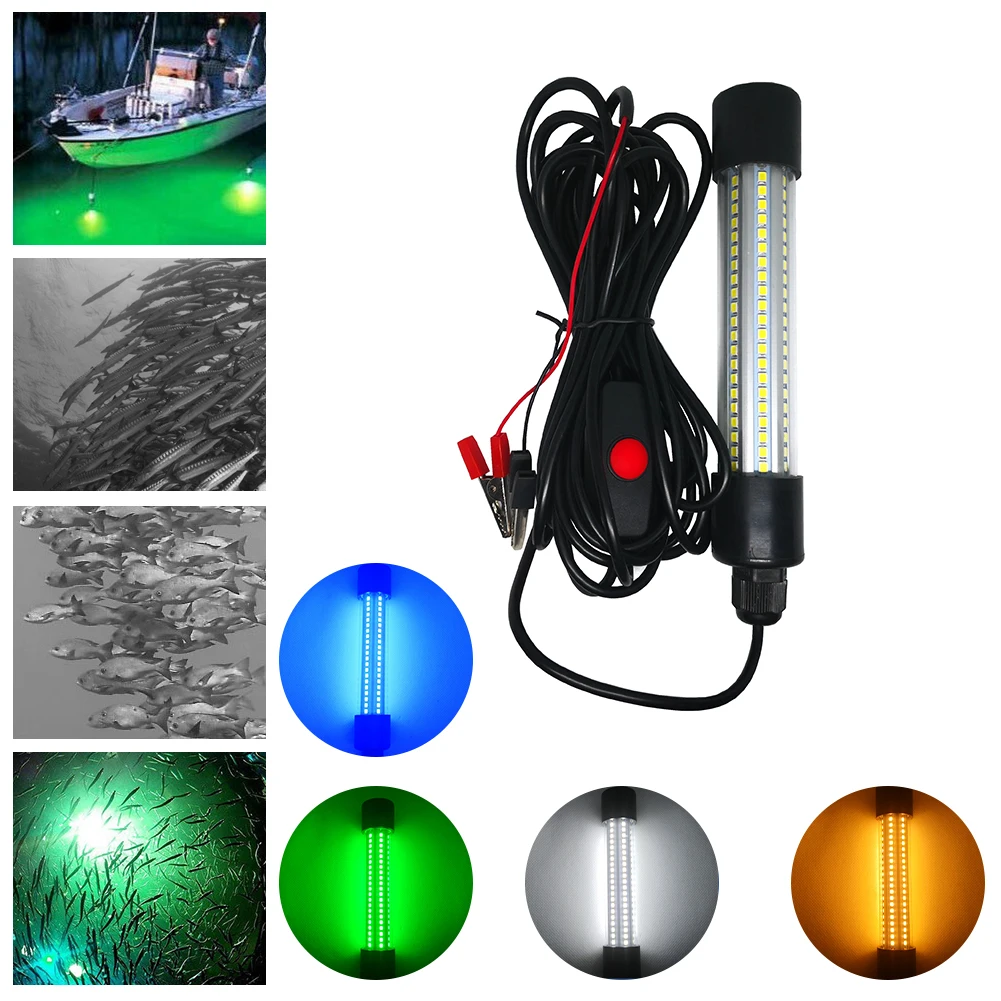 

1200LM 5M LED Submersible Fishing Light Deep Drop Underwater Fish Lure Bait Finder Lamp Squid Attracting 12-24V Bicycle Lights