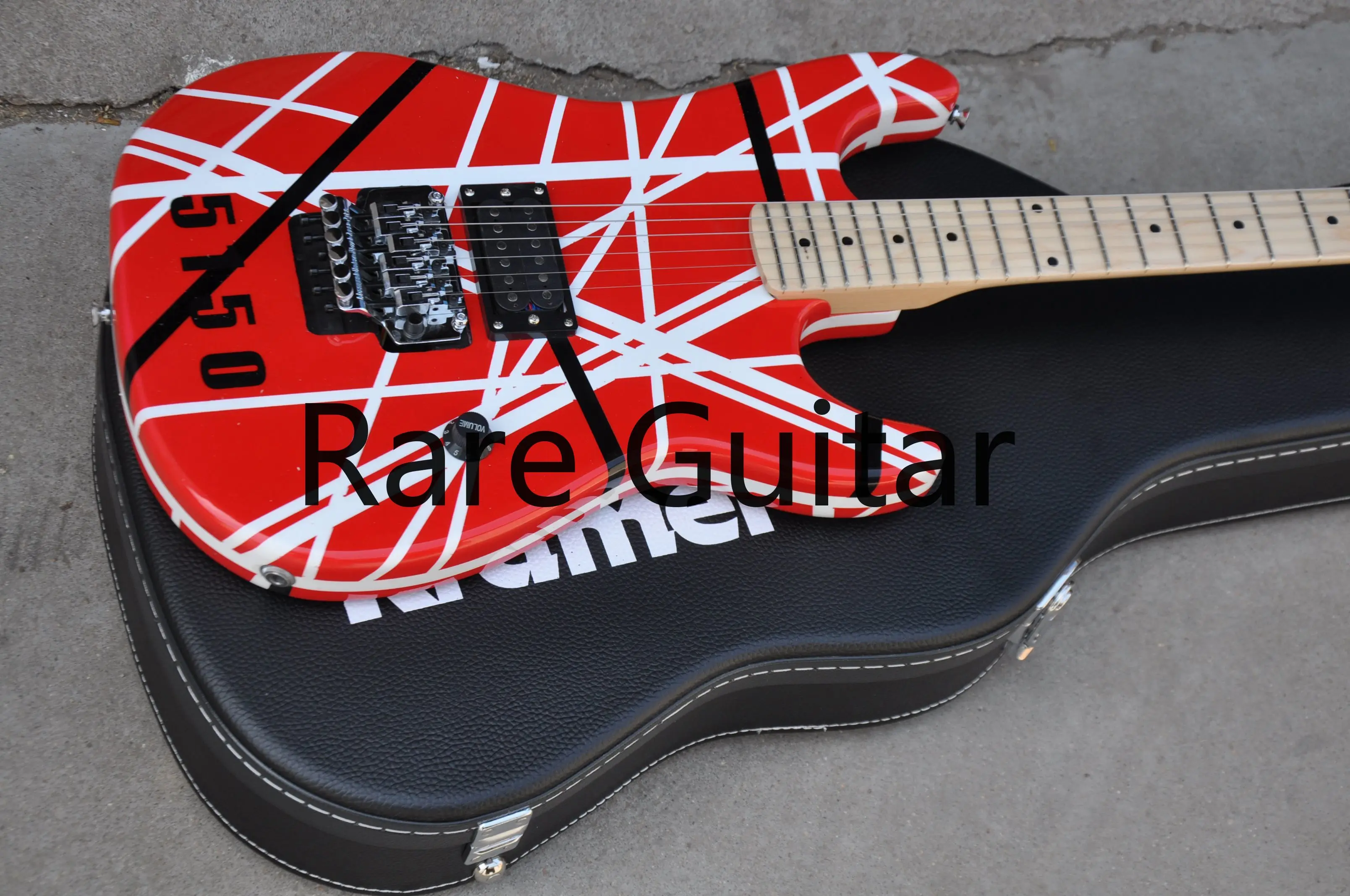 

Лидер продаж, изготовленная на заказ Эдвард Ван халан Крамер 5150, черная, белая полоса, красная электрическая гитара Floyd Rose Tremolo Tailpiece,