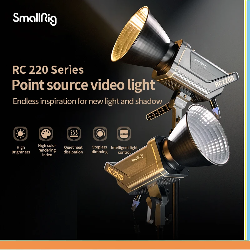 Smallrig RC220B RC220D Bi-Color 220w LED COB Light 2700K-6500K Photography Video Light APP Control Lighting Effects Studio Light
Smallrig RC220B RC220D Bi-Color 220w LED COB Light 2700K-6500K Photography Video Light APP Control Lighting Effects Studio Light