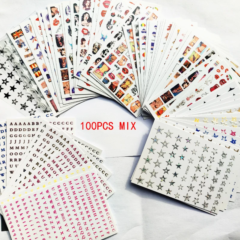 100 Sheets Nail Stickers Mixed Designs Back Glue Nail Art Sticker Self-Adhesive Decals DIY Decoration for Beauty Manicure Tools
100 Sheets Nail Stickers Mixed Designs Back Glue Nail Art Sticker Self-Adhesive Decals DIY Decoration for Beauty Manicure Tools