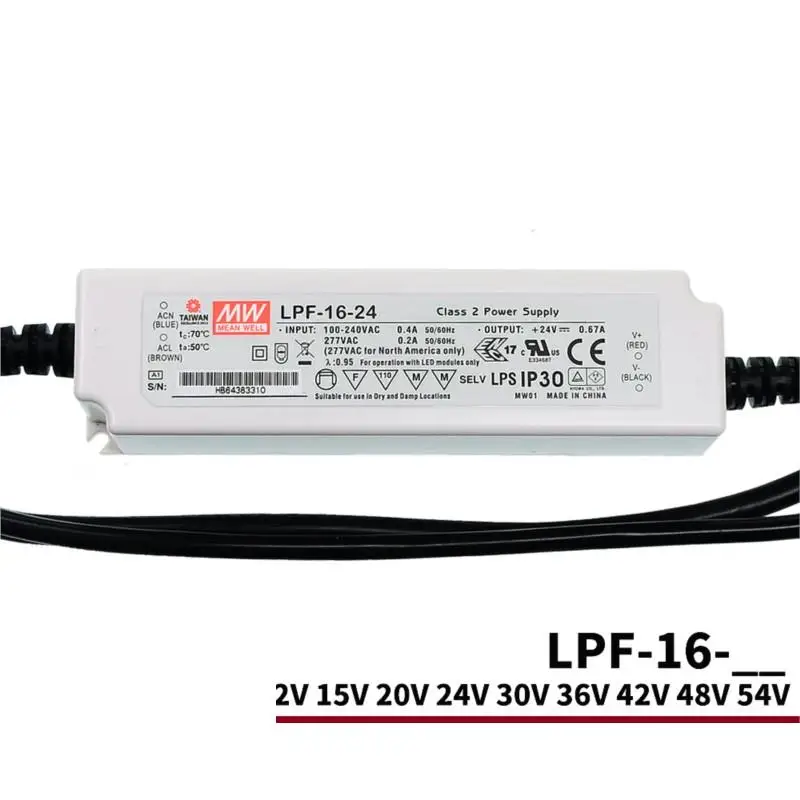 Светодиодный водонепроницаемый источник питания LPF - 16 16 w 24 v30v36v PFC Литой чехол для освещения и т. д.
Светодиодный водонепроницаемый источник питания LPF - 16 16 w 24 v30v36v PFC Литой чехол для освещения и т. д.