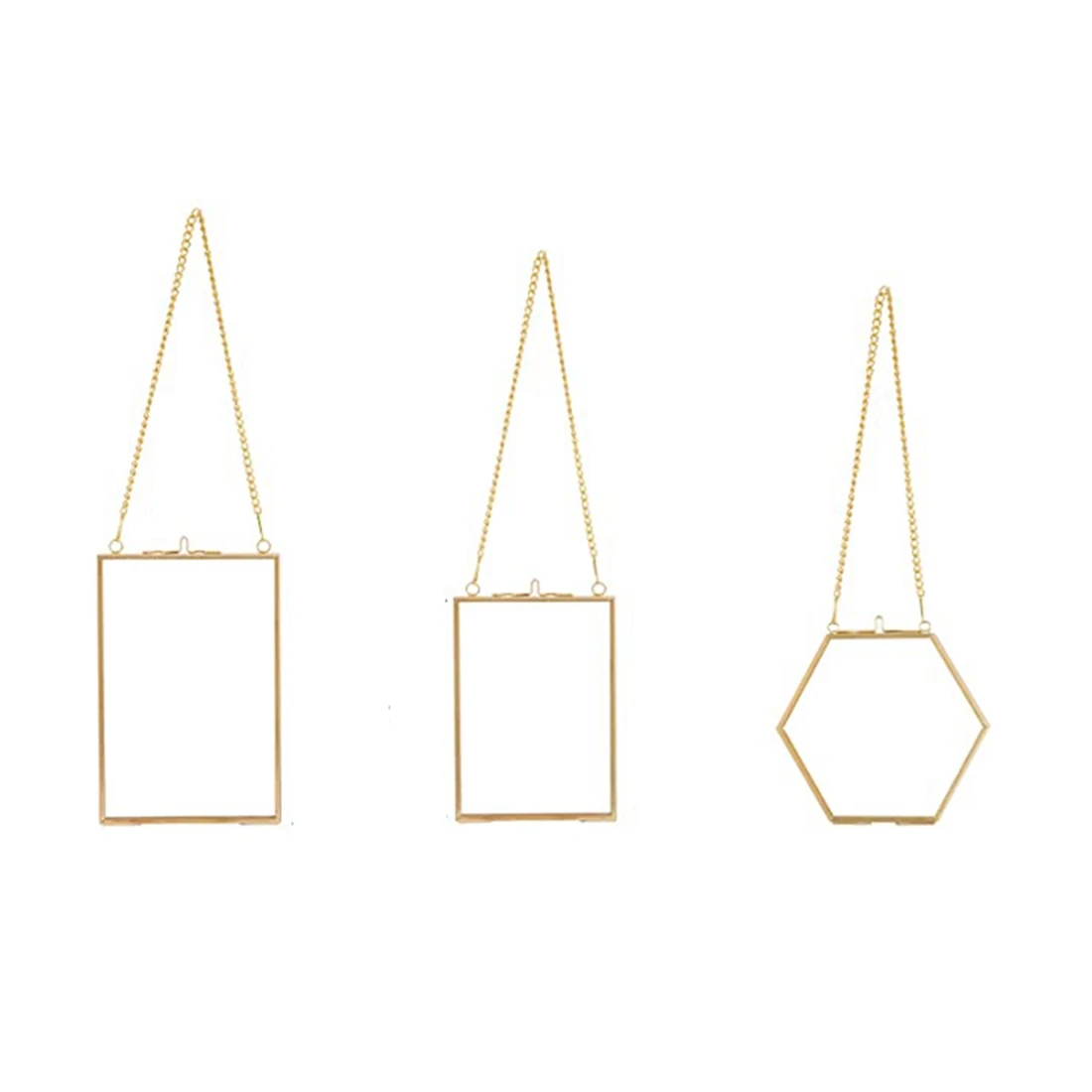 

3 упаковки прессованных цветочных стеклянных рамок-золотые подвесные стеклянные рамки для картин с цепочкой плавающие художественные Рамки для дисплея «сделай сам»