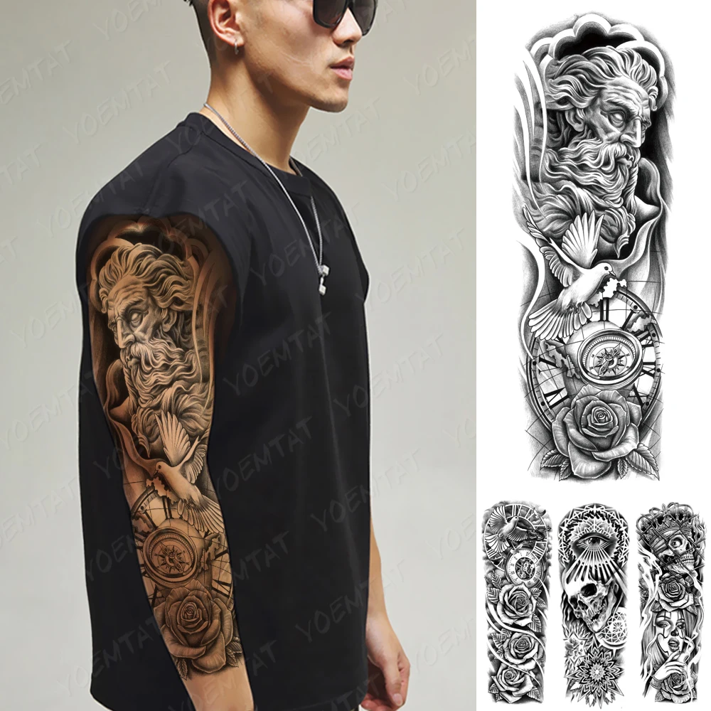 Large Full Arm Sleeve Waterproof Temporary Tattoo Sticker Poseidon Peace Dove Compass Clock Rose Men Women Body Art Fake Tatto
Large Full Arm Sleeve Waterproof Temporary Tattoo Sticker Poseidon Peace Dove Compass Clock Rose Men Women Body Art Fake Tatto