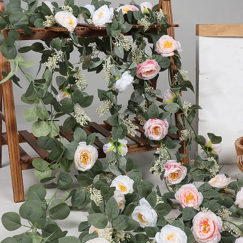 Peony Rose Artificial Flowers Eucalyptus Vine Leaves For Spring Romantic Wedding Party Garden Home Decoration Fake Green Plants
Peony Rose Artificial Flowers Eucalyptus Vine Leaves For Spring Romantic Wedding Party Garden Home Decoration Fake Green Plants
