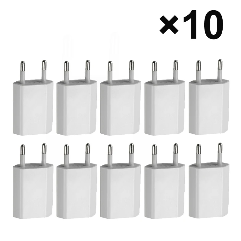 

10Pcs/Lot USB Cable Wall Travel Charger Power Adapter EU Plug For iPhone 11 12 Pro XS X 8 7 6 SE 5S 5 6S Samsung USB Chargers
