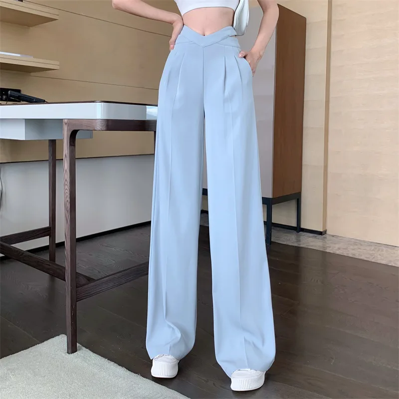 Spring and Summer Women's Commuter Straight-Leg Suit Pants High-Waisted Heart-Shaped Cross Design Drapey Mopping Wide-Leg Pants
Spring and Summer Women's Commuter Straight-Leg Suit Pants High-Waisted Heart-Shaped Cross Design Drapey Mopping Wide-Leg Pants