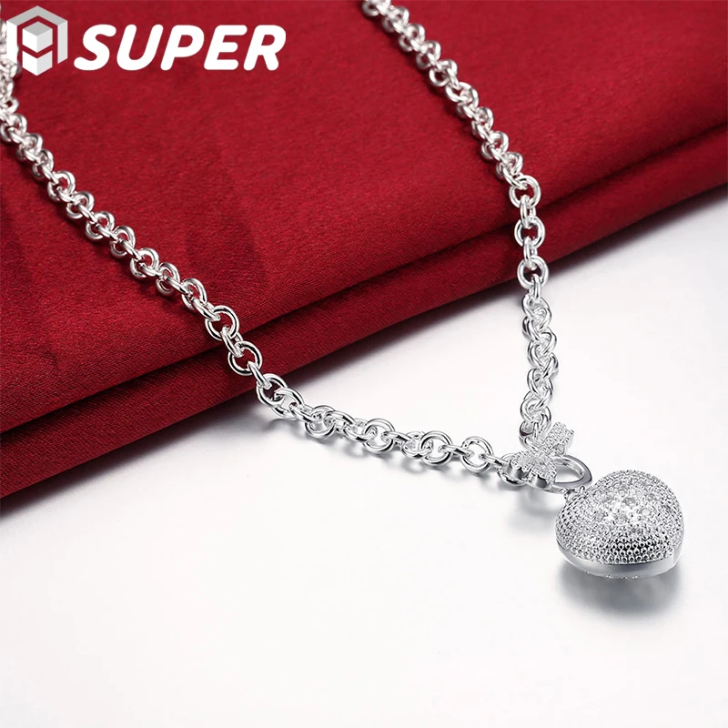 925 Sterling Silver 18 inches Chain AAA Zircon Heart Pendant Necklace For Women Charm Wedding Engagement Jewelry
925 Sterling Silver 18 inches Chain AAA Zircon Heart Pendant Necklace For Women Charm Wedding Engagement Jewelry