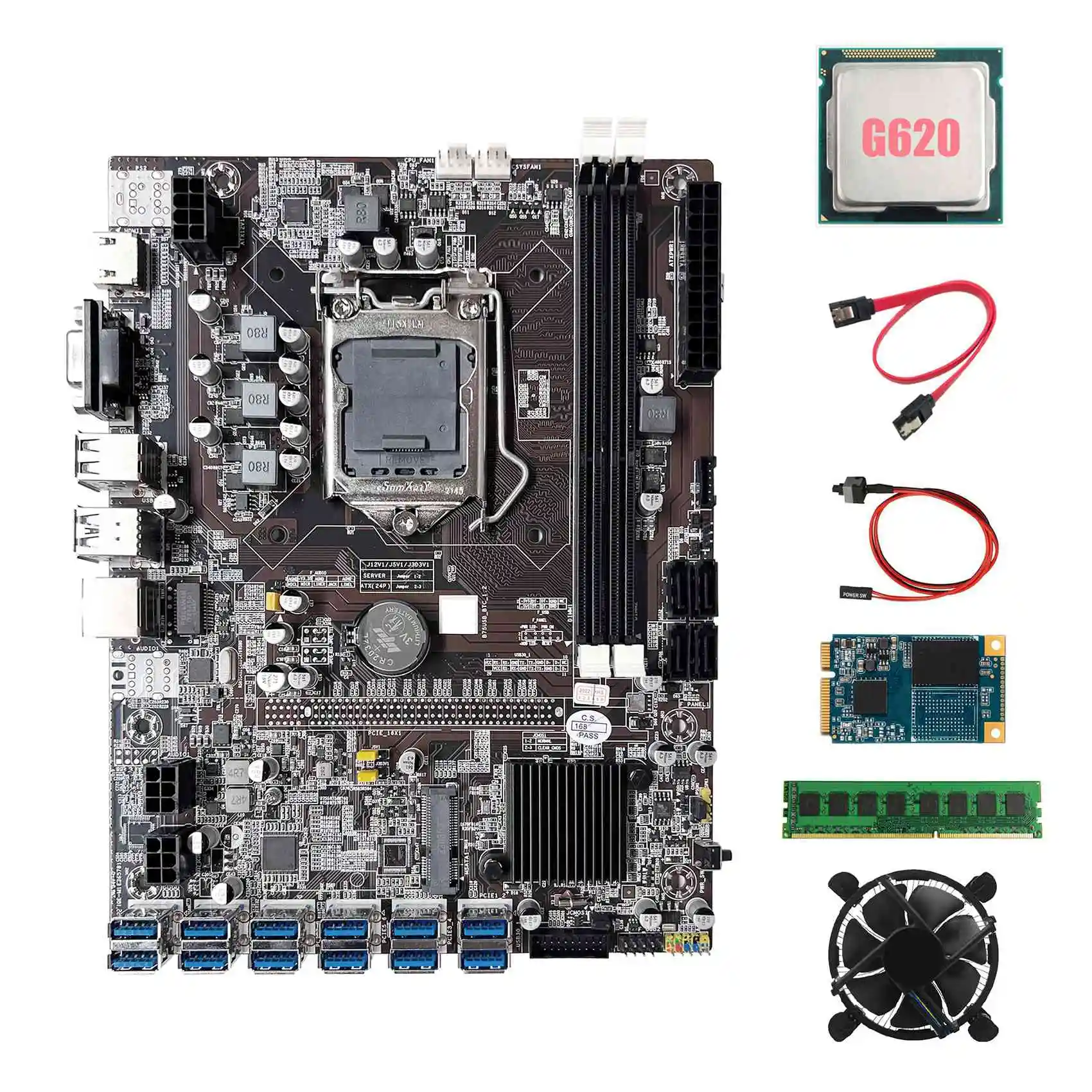 Материнская плата B75 ETH для майнинга с 12XPCIE на USB + процессор G620 + DDR3 4 ГБ ОЗУ + 64 Гб SSD + вентилятор + кабель SATA + коммутационный кабель материнская ...
Материнская плата B75 ETH для майнинга с 12XPCIE на USB + процессор G620 + DDR3 4 ГБ ОЗУ + 64 Гб SSD + вентилятор + кабель SATA + коммутационный кабель материнская ...
