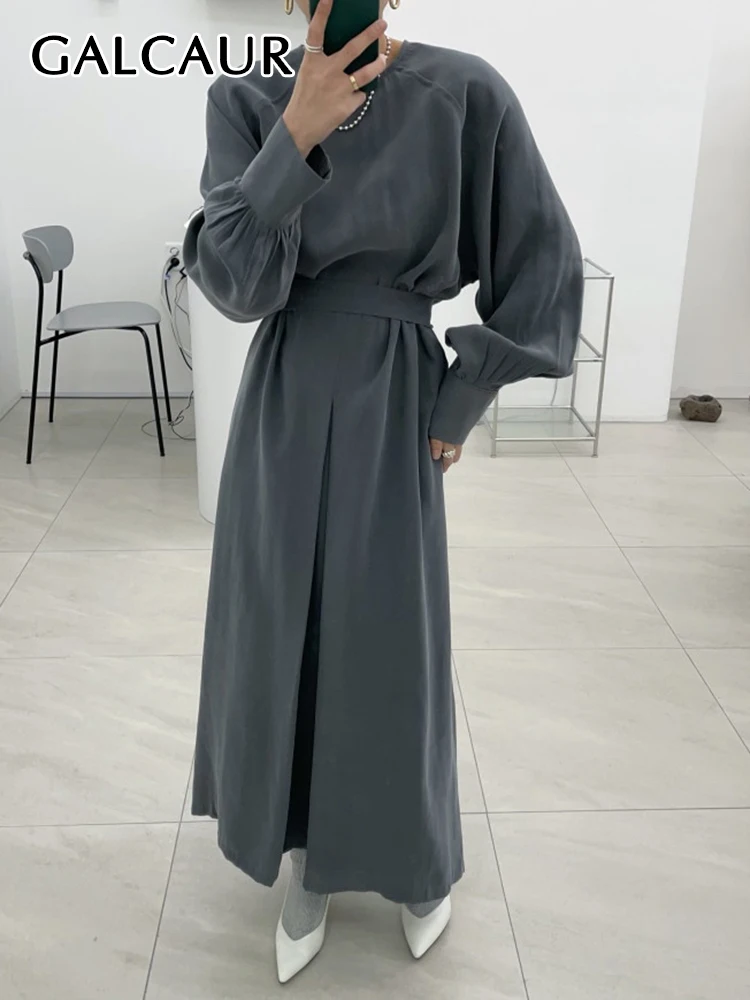 GALCAUR Casual Slim Solid Dress For Women Round Neck Short Sleeve Gathered Waist Loose Midi Dresses Female Korean Style 2022
GALCAUR Casual Slim Solid Dress For Women Round Neck Short Sleeve Gathered Waist Loose Midi Dresses Female Korean Style 2022