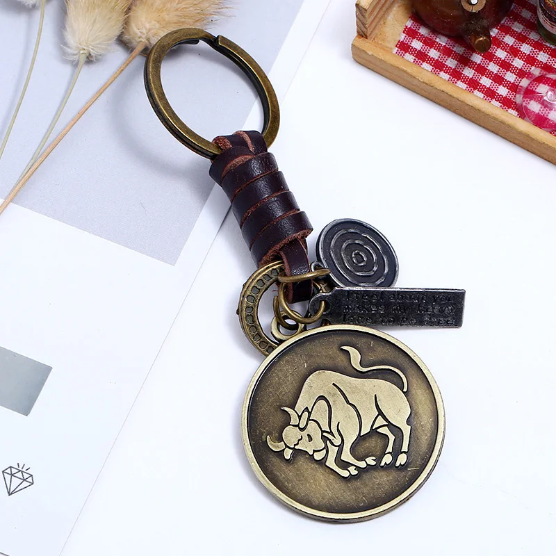 Retro 12 Constellation Genuine Leather Weave Zodiac Sign Keychain Punk Vintage Key Ring for Men Women
Retro 12 Constellation Genuine Leather Weave Zodiac Sign Keychain Punk Vintage Key Ring for Men Women