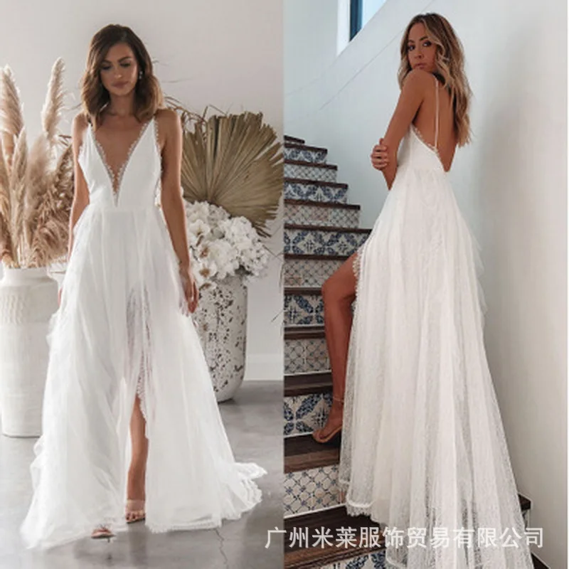 2023 Summer Women's New Beach Dress Subwhite Big Swing Sexy Sling Dress Split Dress
2023 Summer Women's New Beach Dress Subwhite Big Swing Sexy Sling Dress Split Dress