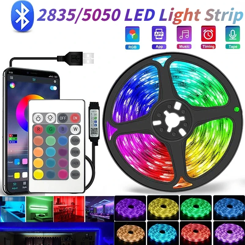 RGB LED Strip Lights Room Decor Light Tape 5050/2835SMD USB Light Strips Bluetooth/Remote Control TV Backlight Led Light tape
RGB LED Strip Lights Room Decor Light Tape 5050/2835SMD USB Light Strips Bluetooth/Remote Control TV Backlight Led Light tape