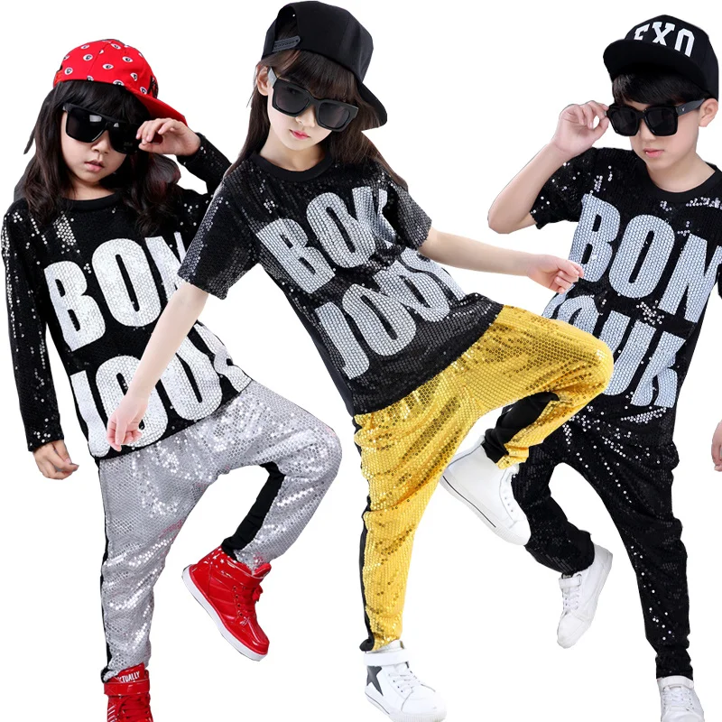 Girls Boys Sequins Modern Jazz Dance Outfits Tops Pants Ballroom Hip Hop Dancing Suit kids Adults Stage wear Costumes Clothing
Girls Boys Sequins Modern Jazz Dance Outfits Tops Pants Ballroom Hip Hop Dancing Suit kids Adults Stage wear Costumes Clothing