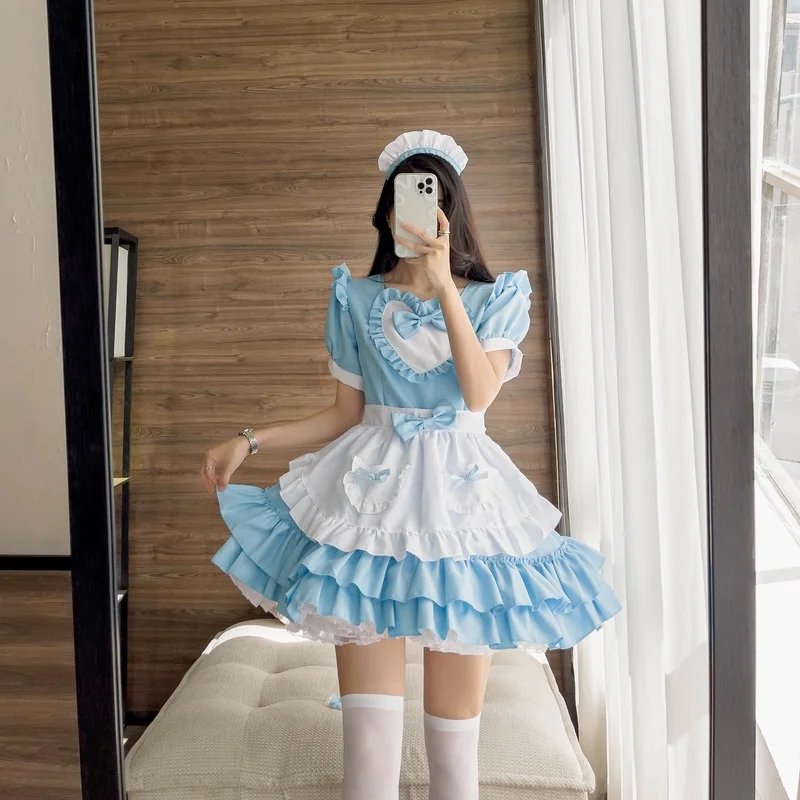 Blue Pure Lolita Dress Anime Cosplay Coffee Shop Maid Skirt Apron Ruffle Sexy Cute Love Festival Stage Party Show Game Costume
Blue Pure Lolita Dress Anime Cosplay Coffee Shop Maid Skirt Apron Ruffle Sexy Cute Love Festival Stage Party Show Game Costume