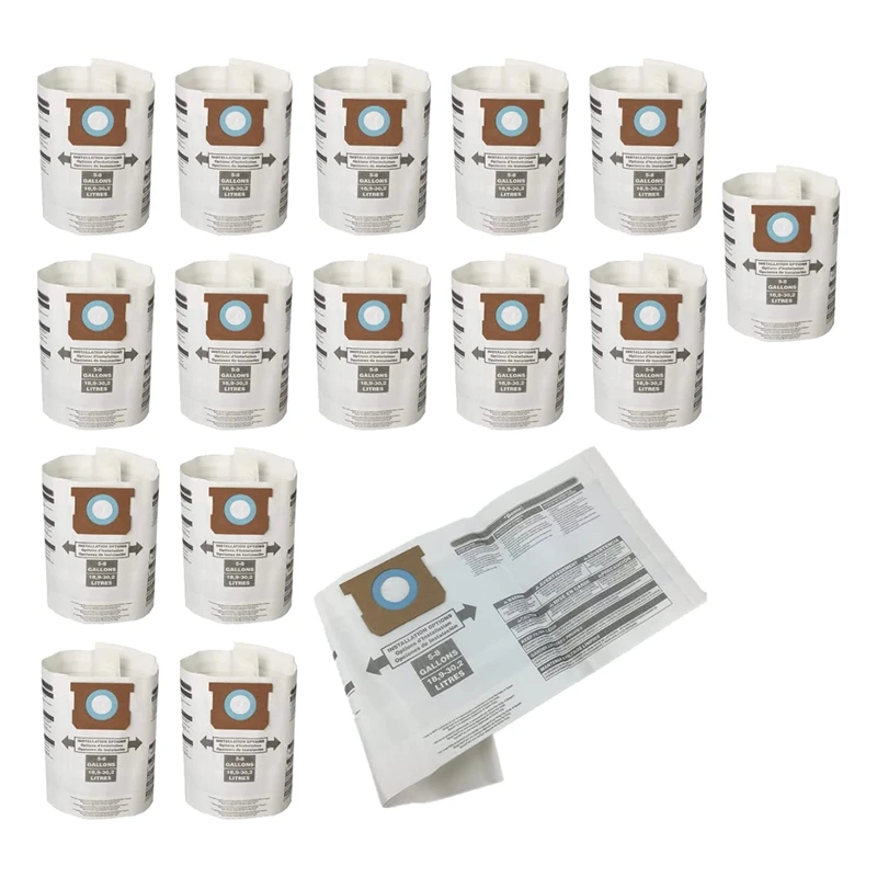 16-Pack Replacement Dust Bags 5-8 Gallons For Shop-Vac Vacuums, E-Type Dust Bags 9066100, 90661, 906-61
16-Pack Replacement Dust Bags 5-8 Gallons For Shop-Vac Vacuums, E-Type Dust Bags 9066100, 90661, 906-61
