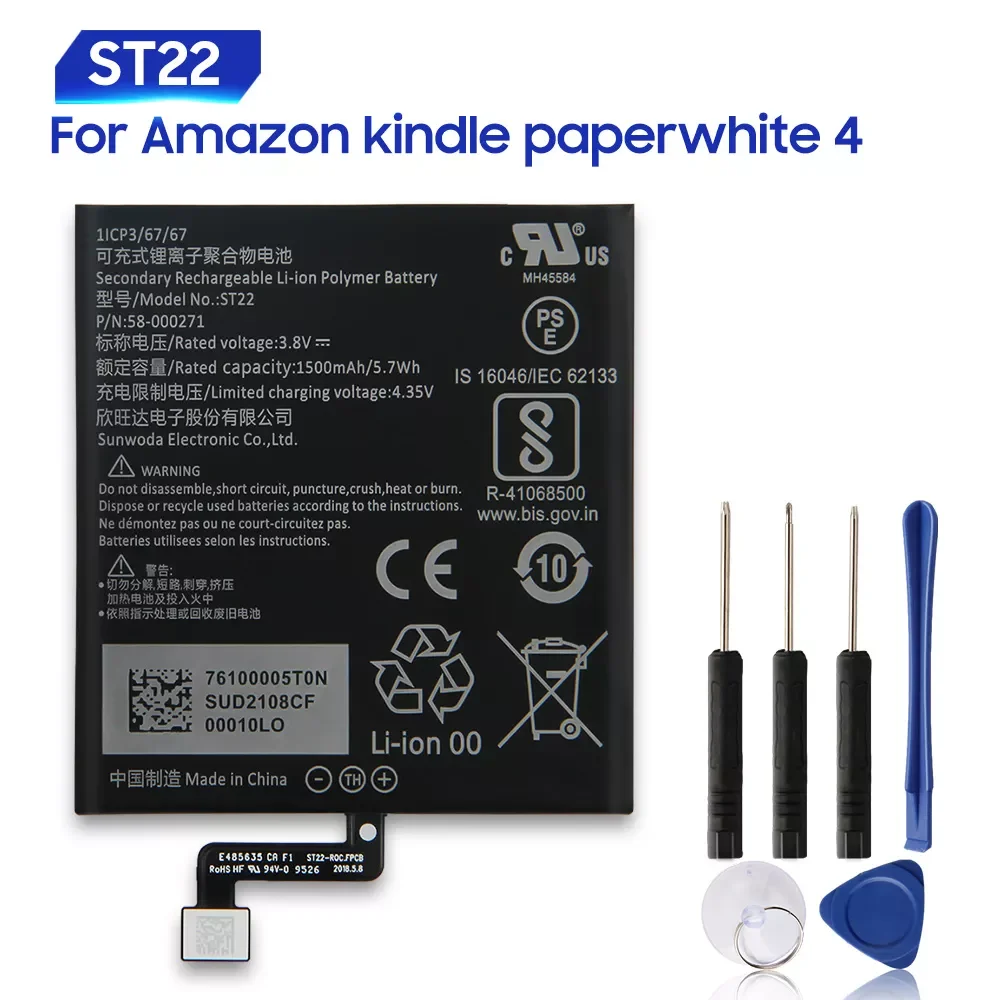 Original Replacement Battery For Amazon Kindle Paperwhite4 58-000246 58-000271 ST22 Genuine Battery 1500mAh
Original Replacement Battery For Amazon Kindle Paperwhite4 58-000246 58-000271 ST22 Genuine Battery 1500mAh