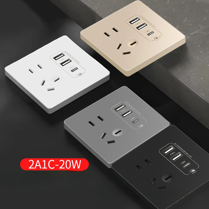 AU Wall Sockets 2 USB 5V 3A 1 1 Outlets Type-c PD 20W Quick Charge QC 86mm AC 110v 220v 2500W 10A Black White Grey Home Socket
AU Wall Sockets 2 USB 5V 3A 1 1 Outlets Type-c PD 20W Quick Charge QC 86mm AC 110v 220v 2500W 10A Black White Grey Home Socket