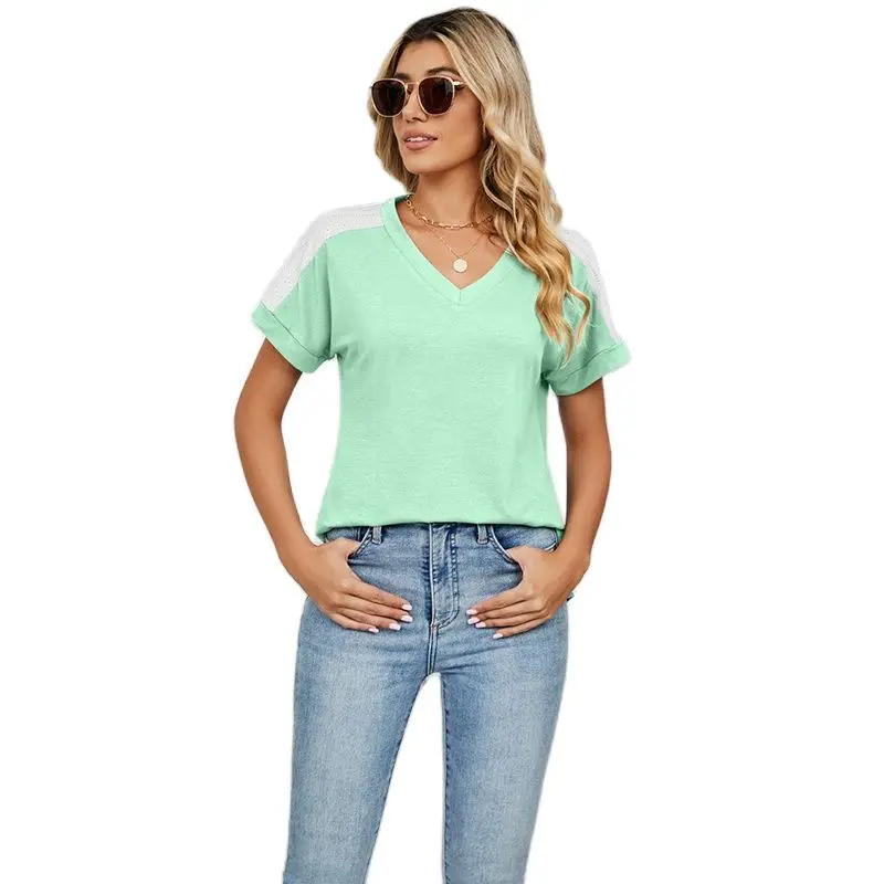 Women's 2023 Spring/Summer New Fashion Raglan Contrast Short Sleeve V-Neck T-shirt Cotton Contrast Split Loose Pullover Top
Women's 2023 Spring/Summer New Fashion Raglan Contrast Short Sleeve V-Neck T-shirt Cotton Contrast Split Loose Pullover Top