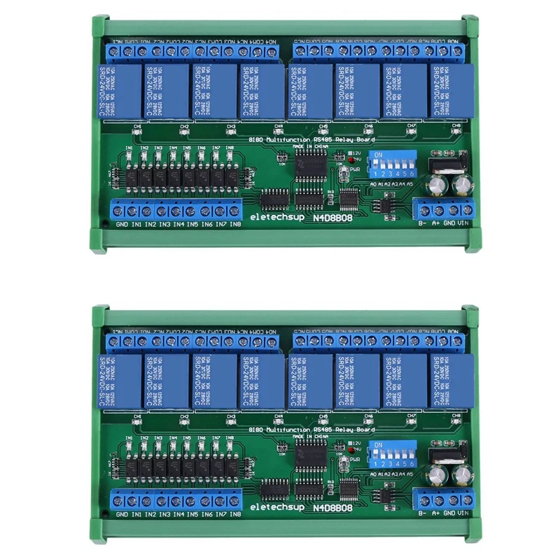 2X DC 24V 8 Ch RS485 Relay Board Modbus RTU UART Remote Control Switch DIN35 Rail Box For PLC Automation Control
2X DC 24V 8 Ch RS485 Relay Board Modbus RTU UART Remote Control Switch DIN35 Rail Box For PLC Automation Control