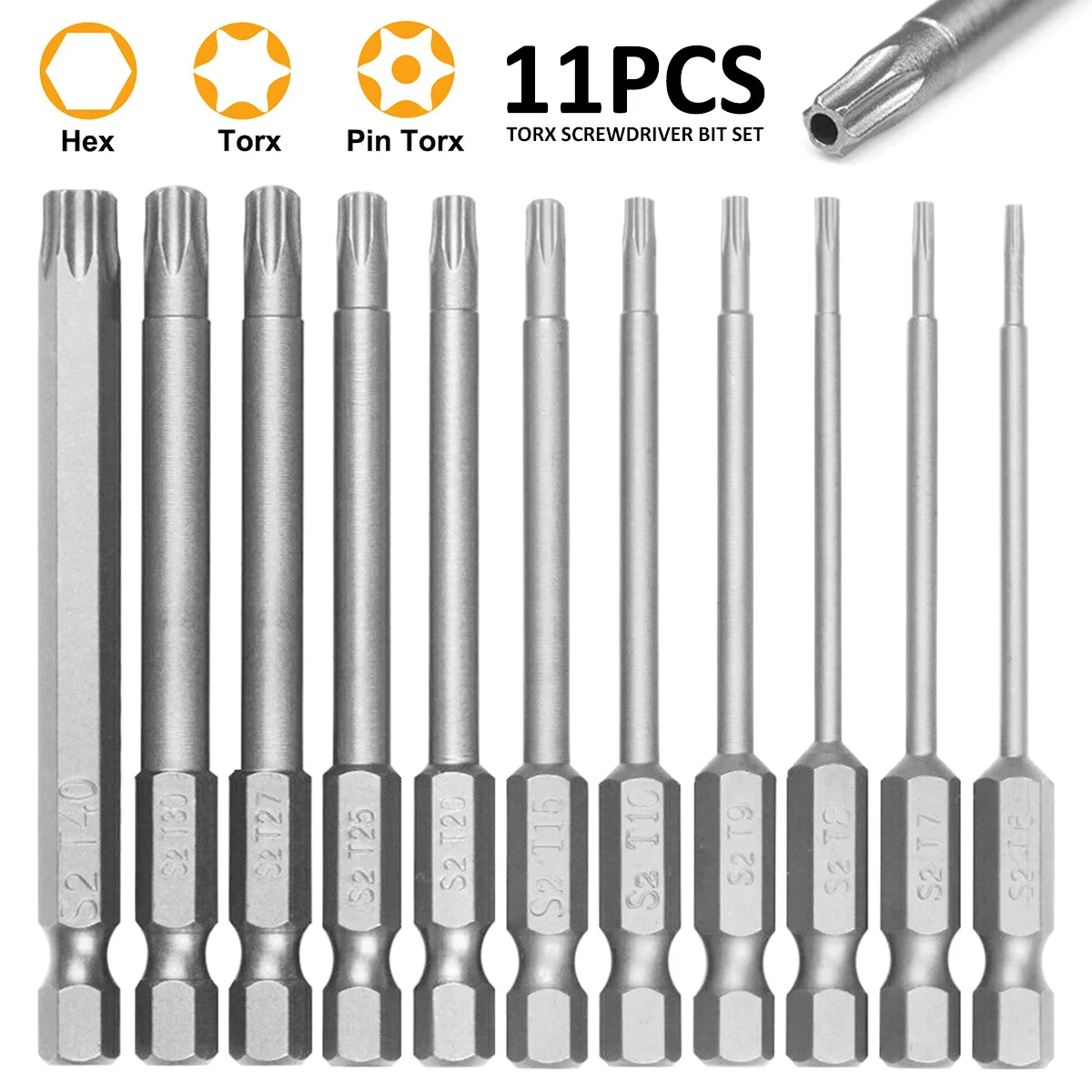11Pcs Torx Screwdriver Bit Set Tamper Proof Security Drill Magnetic Bits Flat Head 1/4" Torx Star Hex Bits Driver High Quality
11Pcs Torx Screwdriver Bit Set Tamper Proof Security Drill Magnetic Bits Flat Head 1/4" Torx Star Hex Bits Driver High Quality