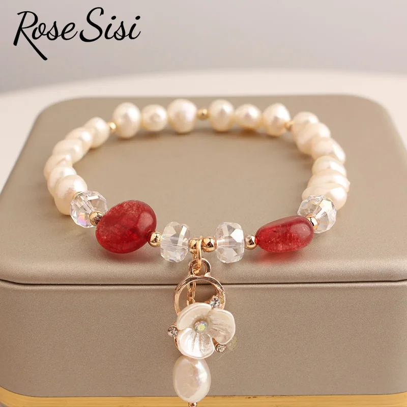 Rose sisi Korean wind summer fresh freshwater pearl crystal bracelets for women simple hand string students lovely handmade
Rose sisi Korean wind summer fresh freshwater pearl crystal bracelets for women simple hand string students lovely handmade