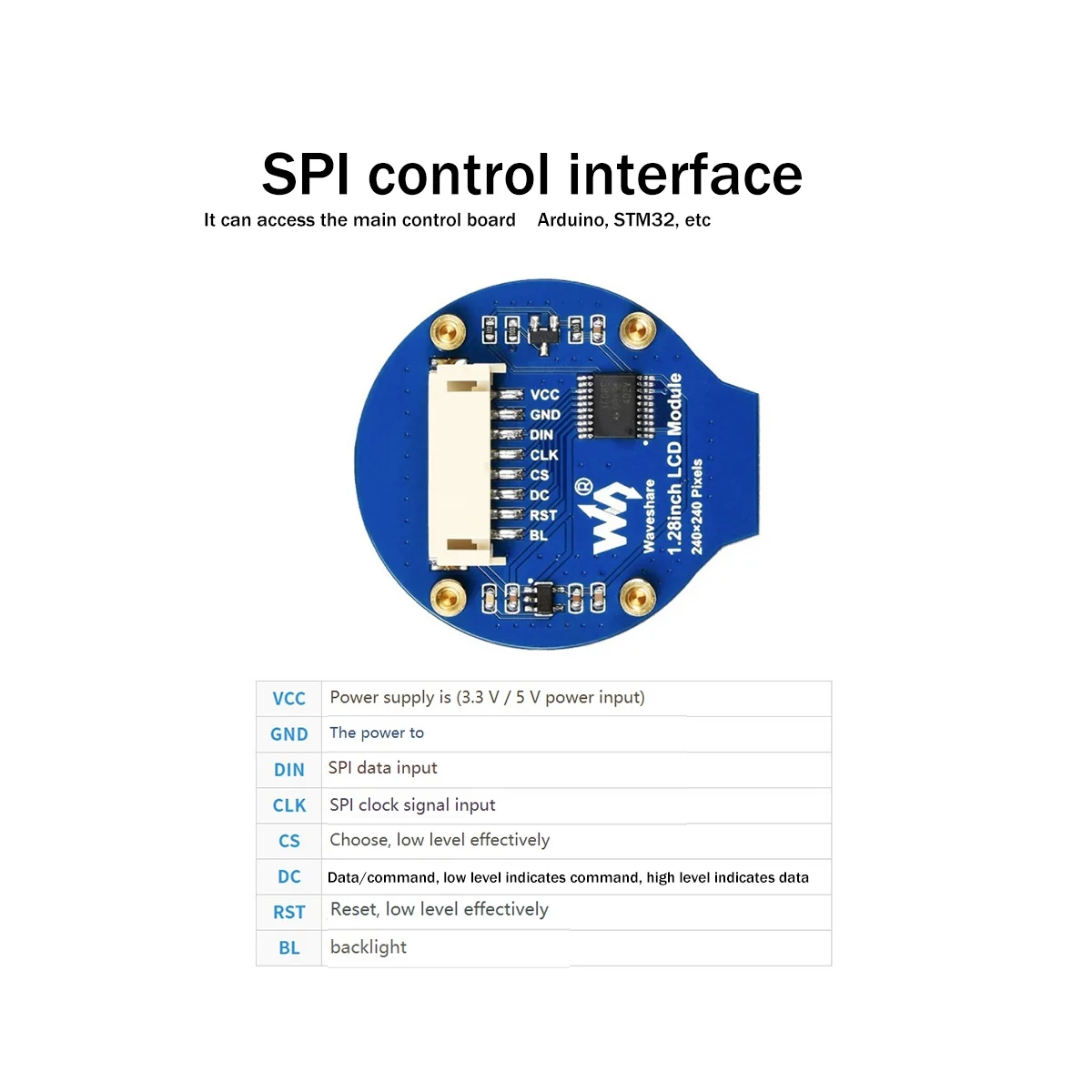 Waveshare 1.28 Inch Circular Display LCD Screen Module 240X240 Pixels SPI Communication LCD Expansion Board
Waveshare 1.28 Inch Circular Display LCD Screen Module 240X240 Pixels SPI Communication LCD Expansion Board
