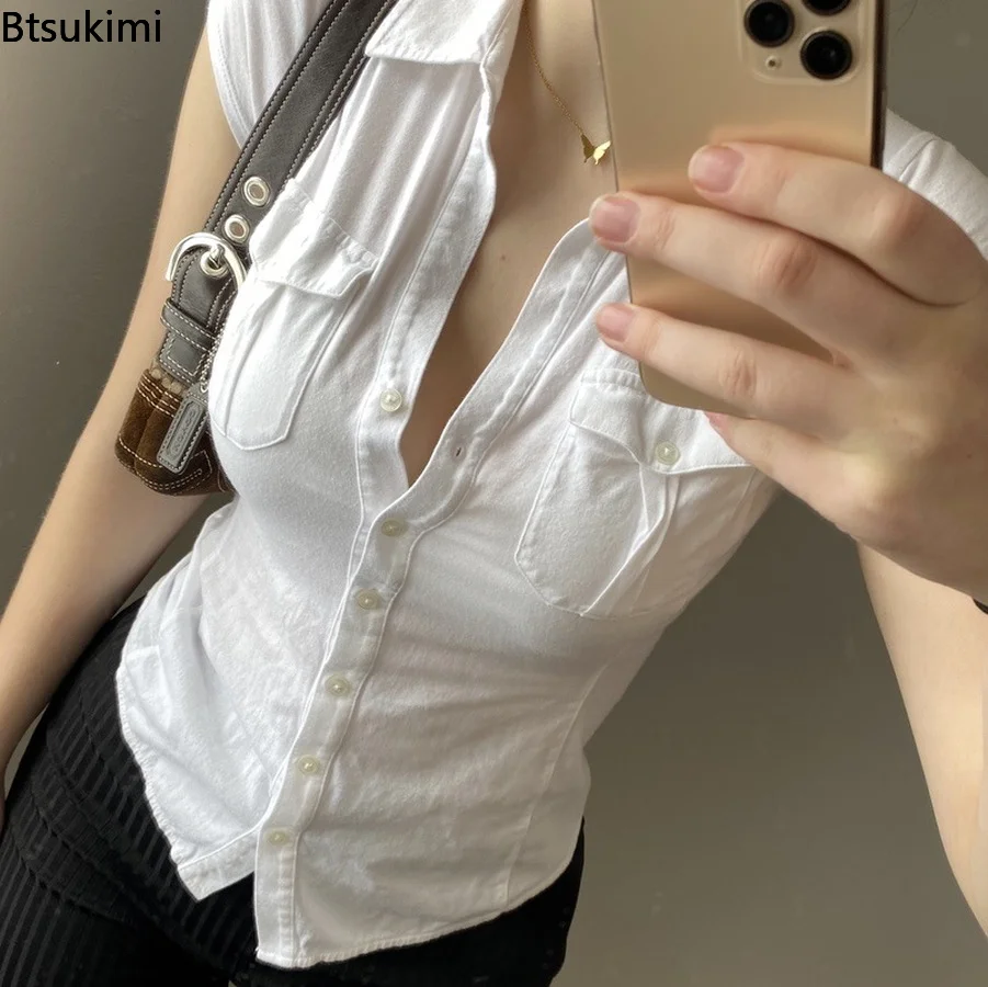 New Summer Women Y2K Crop Tops White Button Up Shirts Woman Turn Down Collar Pockets Harajuku Tee Casual Basic T Shirt Cardigans
New Summer Women Y2K Crop Tops White Button Up Shirts Woman Turn Down Collar Pockets Harajuku Tee Casual Basic T Shirt Cardigans