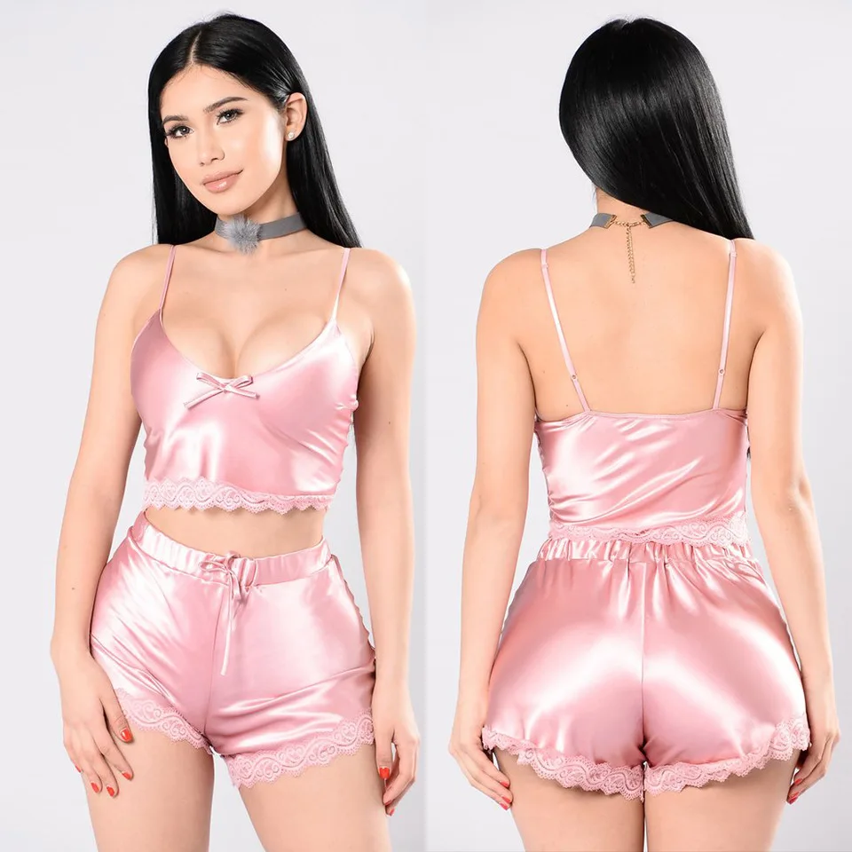 Girls Sexy 2 Piece Satin Silk Pajama Set Hot Sleeveless Pyjamas Sleepwear Women Shorts Set Oversize Lace Pijama Suit Nightwear
Girls Sexy 2 Piece Satin Silk Pajama Set Hot Sleeveless Pyjamas Sleepwear Women Shorts Set Oversize Lace Pijama Suit Nightwear