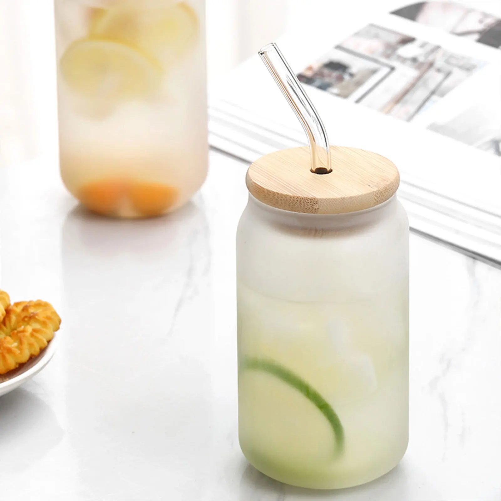 Glasses Cup with Bamboo Lid and Glass Straws Mason Jars Glass Cup Glass Ice Coffee Glasses Wine Cups Set Frosted Coke Drinkware
Glasses Cup with Bamboo Lid and Glass Straws Mason Jars Glass Cup Glass Ice Coffee Glasses Wine Cups Set Frosted Coke Drinkware