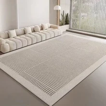 Rectangular Solid Color Striped Carpet Black Gray Advanced Living Room Sofa Home Non-Slip Ground Mat