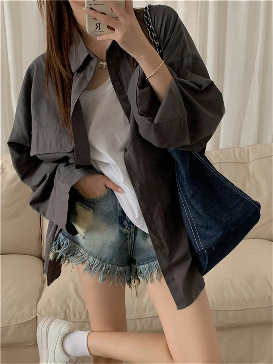 Shirts Pockets Solid Color Fashion Women Autumn Winter 2022 Full Sleeve Office Lady Streetwear Casual Loose Clothes Tops
Shirts Pockets Solid Color Fashion Women Autumn Winter 2022 Full Sleeve Office Lady Streetwear Casual Loose Clothes Tops