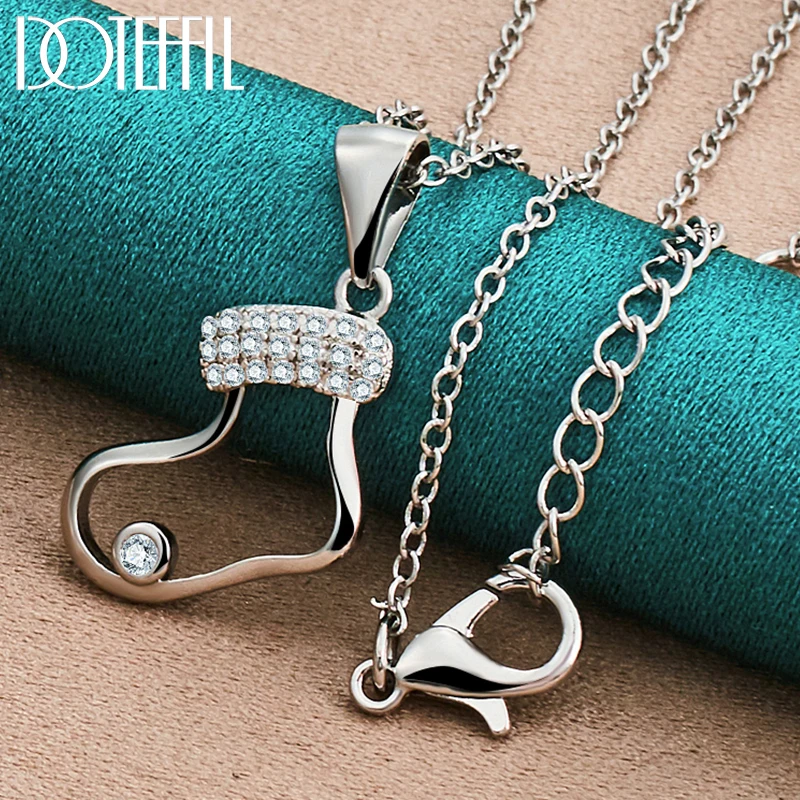 DOTEFFIL 925 Sterling Silver AAA Zircon Heart Pendant Necklace 18-30 Inch Chain For Woman Fashion Wedding Party Charm Jewelry
DOTEFFIL 925 Sterling Silver AAA Zircon Heart Pendant Necklace 18-30 Inch Chain For Woman Fashion Wedding Party Charm Jewelry