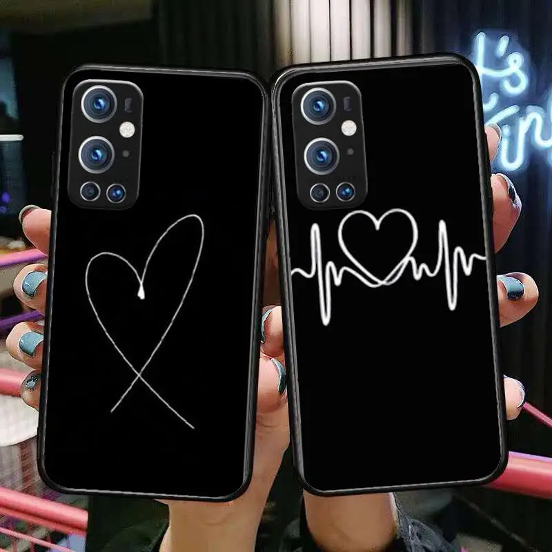 

Black Simple Lines Love Heart For OnePlus Nord N100 N10 5G 9 8 Pro 7 7Pro Case Phone Cover For OnePlus 7 Pro 1+7T 6T 5T 3T Case
