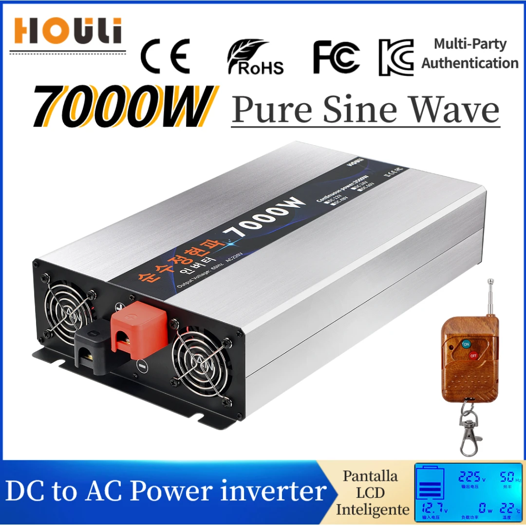 Pure Sine Wave 7000W 6000W 5000WPower Inverter 12v 24v 48v To 220v 230v Voltage Converter With USB Charge Solar Transformer LCD
Pure Sine Wave 7000W 6000W 5000WPower Inverter 12v 24v 48v To 220v 230v Voltage Converter With USB Charge Solar Transformer LCD